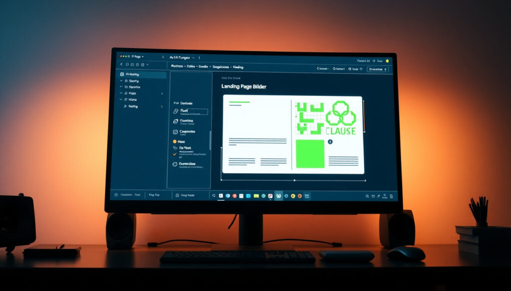 Shopify landing page builder with AI optimisation suggestions highlighted including headline variations, CTA placement, and image selection
