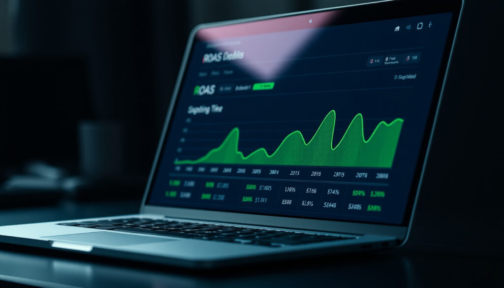 Google Ads dashboard for a Shopify store showing Shopping campaign performance with ROAS, CPC, conversion rate, and revenue metrics