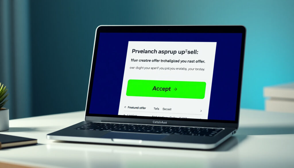 Shopify post-purchase upsell page showing a one-click add-on offer with product image, discount percentage, and accept/decline buttons